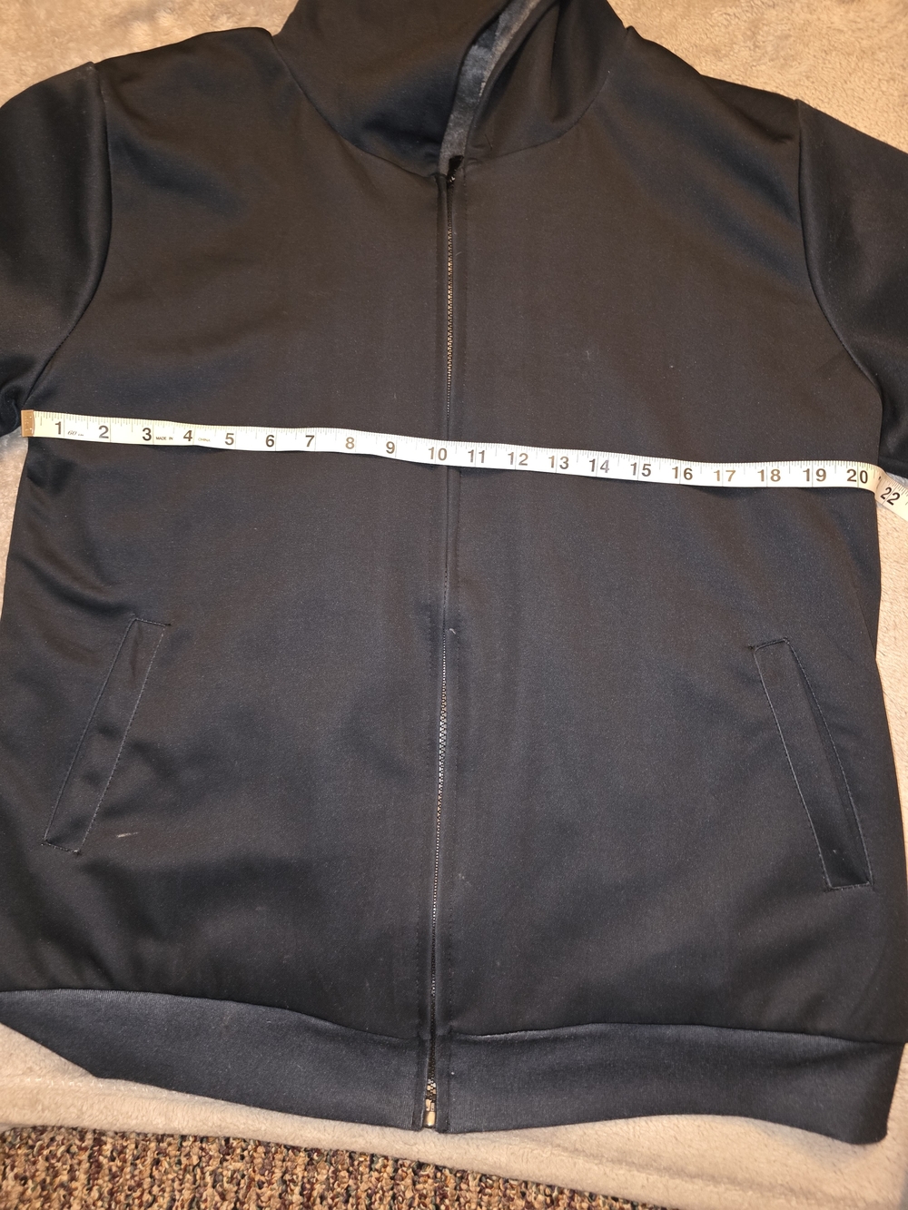 Black Full Zip Fleece Lined Jacket Stand Collar Pockets Unbranded